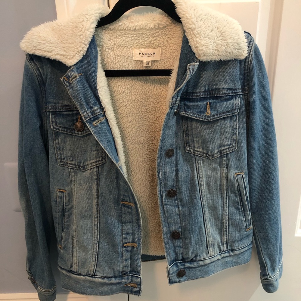 NWOT Pacsun Fuzzy Jean Jacket XS